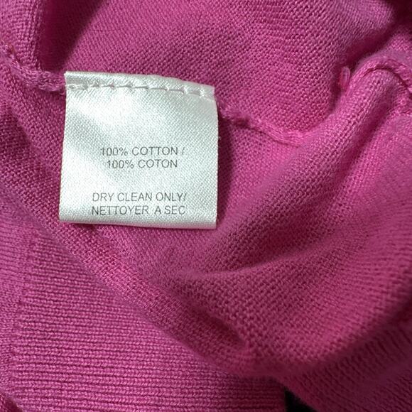 Trina Turk Cotton Knit Cardigan Sweater Women’s Sz L Gold‎ Metal Buttons Pink - Picture 5 of 8